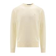 Ralph Lauren Vit Sweatshirt med Logobrodyr Beige, Herr