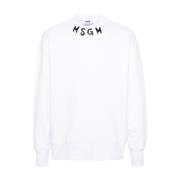 Msgm Logo Krage Sweatshirt White, Herr
