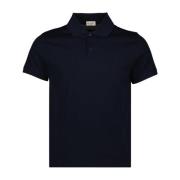 Saint Laurent Läder Polo Skjorta med Logobroderi Blue, Herr