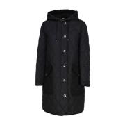 Burberry Svart Trenchcoat med Huva Black, Dam