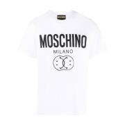 Moschino Logo-print T-shirt i vitt White, Herr