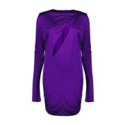 Versace Drapad Viskosklänning med Slits Purple, Dam