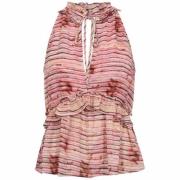 Co'Couture Färgglad Tie Dye Halter Top Pink, Dam