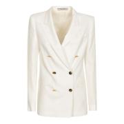 Tagliatore Vit ytterplagg med peak lapels White, Dam