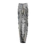 Rick Owens Hustler Blue Shredded Cotton Edfu Kjol Gray, Dam