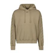 Off White Hoodie med Stygn Detaljer Beige, Herr