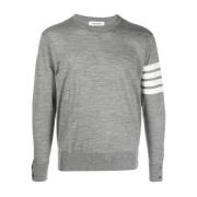 Thom Browne Grå 4-Bar Crew Neck Jumper Gray, Herr