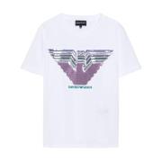 Emporio Armani Logo Bomull T-shirt Vit Polos White, Dam