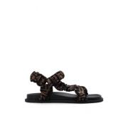 Fendi Bruna och svarta draperade sandaler med monogrammönster Brown, D...