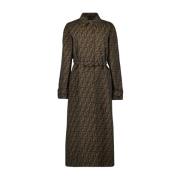 Fendi Brun Jacquard Trench Coat Multicolor, Dam