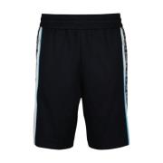Fendi Blå Jersey Bermuda Shorts med Sidestripor Blue, Herr
