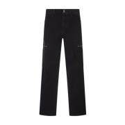 Givenchy Svarta Cargo Jeans Dragkedja Fickor Black, Herr