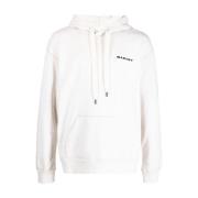 Isabel Marant Broderad Logotyp Hoodie Ecru Sweatshirt White, Herr