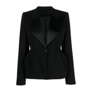 Max Mara Svart Proteo Peplum Blazer Jacka Black, Dam