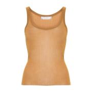 Max Mara Brun Läder Siden Tank Top Brown, Dam