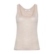 Max Mara Beige Cashmere Stickad Topp Beige, Dam