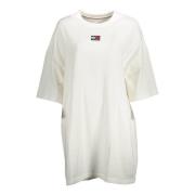 Tommy Hilfiger Vit Bomulls Sportsklänning med Logo White, Dam