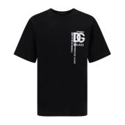 Dolce & Gabbana Svart Bomull T-shirt med Logodetalj Black, Herr
