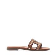 Tod's Studded Leather Sandals Brown, Dam