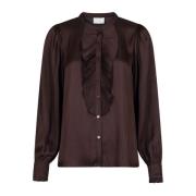 Neo Noir Blus med rynkade detaljer Brown, Dam