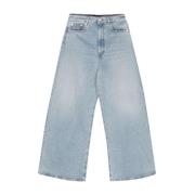 Sportmax Blå Denim Wide Leg Jeans Blue, Dam