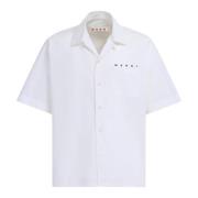 Marni poplin bowling skjorta med dolt logotyp White, Herr