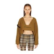 Ottolinger Randig Cropped Hoodie Green, Dam