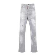 Dsquared2 Distressed Straight-Leg Jeans Gray, Herr