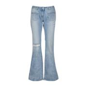 Palm Angels Bootcut jeans med slitna design Blue, Dam