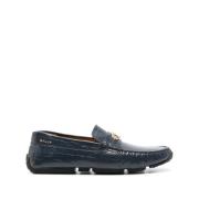 Bally Marinblå Krokodil Loafers Herr Black, Herr