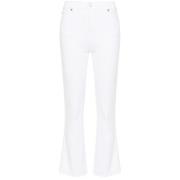 7 For All Mankind Vita Slim Kick Jeans Med Distressed Hem White, Dam