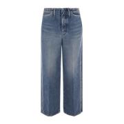 Tanaka Cropped Denim Jeans med Kontrast Piping Blue, Dam