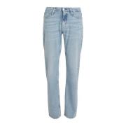 Calvin Klein Jeans Låg Midja Straight Jeans Blue, Dam