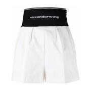 Alexander Wang Vita Logomärke Midjeband Slim Fit Shorts White, Dam