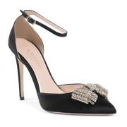 Dee Ocleppo Kristall Båge Satin Pump Black, Dam