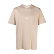 Msgm Logo Crew Neck Beige T-shirt Beige, Herr