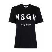 Msgm Svart Logo Print T-shirt Black, Dam