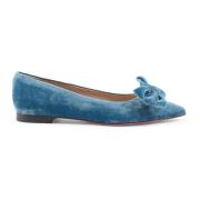 Dee Ocleppo Velvet Bow Ballerina Flats Blue, Dam