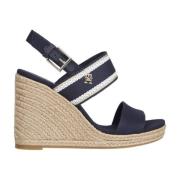 Tommy Hilfiger Blå Kil Sandal Platta Sandaler Blue, Dam