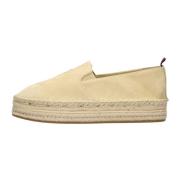 Tommy Hilfiger Beige Embroided Flatform Espadrilles Beige, Dam