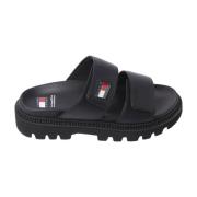 Tommy Jeans Svarta platta sandaler för kvinnor Black, Dam