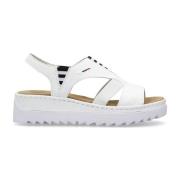 Rieker Vita Avslappnade Öppna Platta Sandaler White, Dam