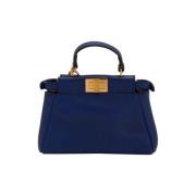 Fendi Vintage Pre-owned Laeder crossbodyvskor Blue, Dam