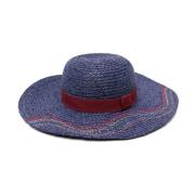 Paul Smith Blå Swirl Stitch Straw Hat Blue, Dam