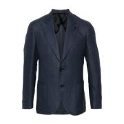 Lardini Marinblå Texturerad Blazer Jacka Blue, Herr