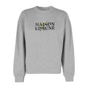 Maison Kitsuné Blommig Komfort Sweatshirt Gray, Dam