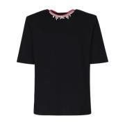 Mariuccia Milano Vit Bomull T-shirt med Halsband Black, Dam