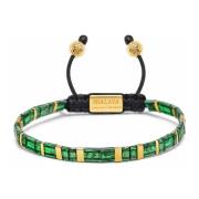 Nialaya Men's Bracelet with Marbled Green and Gold Miyuki Tila Beads Y...