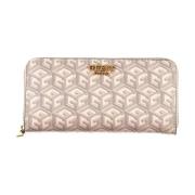 Guess Logo Wallet with Multiple Compartments Beige, Dam