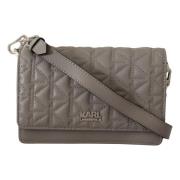 Karl Lagerfeld Ljusgrå Läder Crossbody Väska Gray, Dam